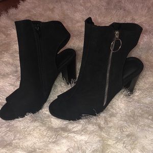 Peep Toe Black Booties